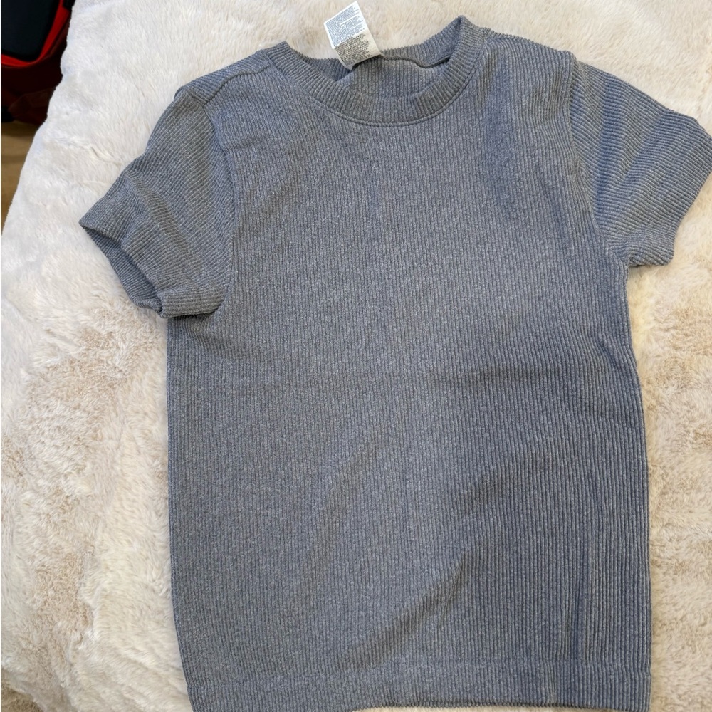 Old Navy Women's Ribbed Short-Sleeve Tee - Gray
